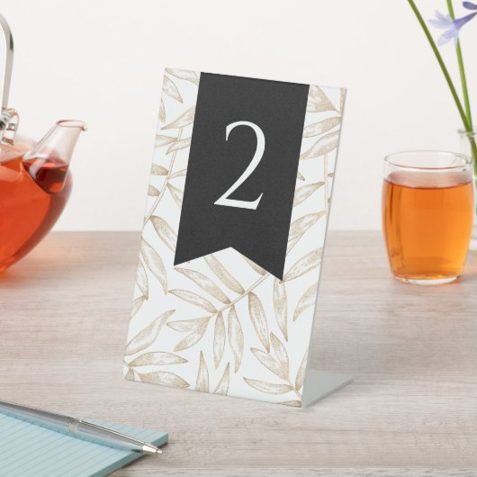 熱帯エレガント金ゴールドパーム結婚のテーブル番号 台座サイン (インサイチュ)