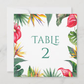熱帯オアシス結婚花のテーブル番号 サンキューカード (正面)