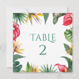 熱帯オアシス結婚花のテーブル番号 サンキューカード