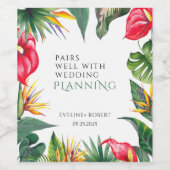 熱帯オアシス結婚花 ワインラベル (シングルラベル)