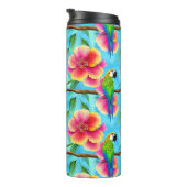 熱帯オウムと花の模様 タンブラー (回転右)