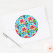 熱帯オウムと花の模様 ラウンドシール (封筒)