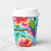 熱帯オウムと花の模様 紙コップ (裏面)