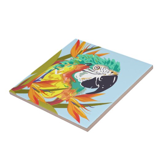 熱帯オウムと花 タイル (側面)