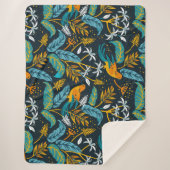 熱帯オウムの鳥とカラフルの模様 シェルパブランケット (正面)