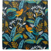 熱帯オウムの鳥とカラフルの模様 シャワーカーテン (正面)