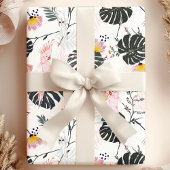 熱帯オウムの鳥のパーム葉 ラッピングペーパー