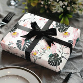 熱帯オウムの鳥のパーム葉 ラッピングペーパー