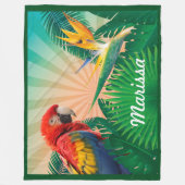 熱帯オウムのWIパーソナライズされた名または引用文 フリースブランケット (正面)