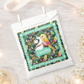 熱帯オウムパーティーカラフル:2回目の誕生日 フェイバーバッグ (クリップ留めされた状態)