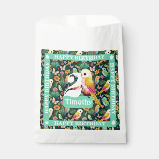 熱帯オウムパーティーカラフル:2回目の誕生日 フェイバーバッグ (正面)