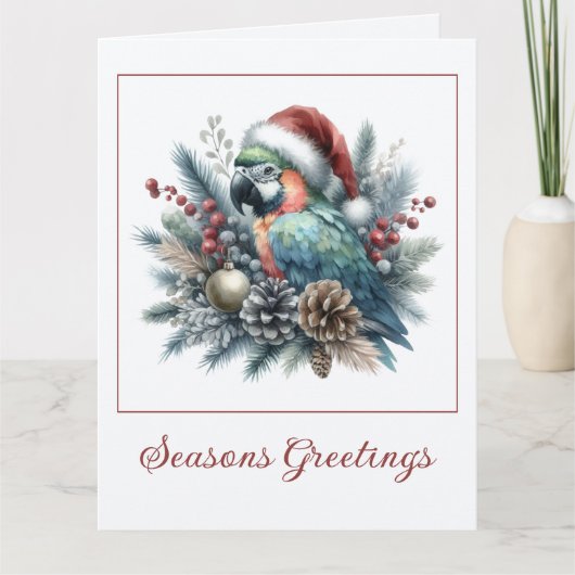 熱帯オウム季節のごあいさつクリスマス カード (正面)