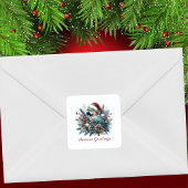 熱帯オウム季節のごあいさつクリスマス スクエアシール