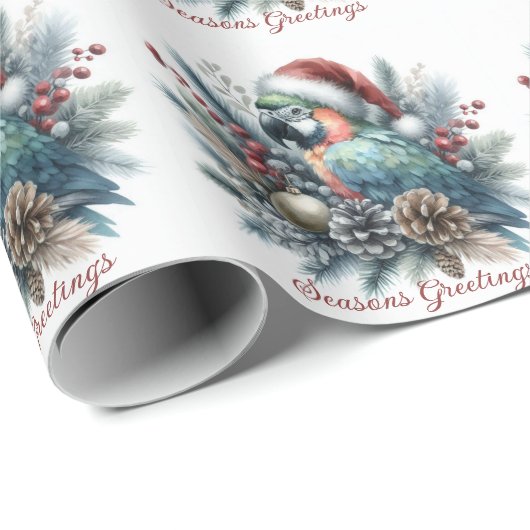 熱帯オウム季節のごあいさつクリスマス ラッピングペーパー (ロールコーナー)