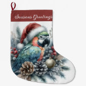 熱帯オウム季節のごあいさつクリスマス ラージクリスマスストッキング (正面)