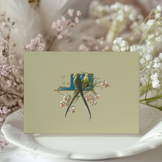 熱帯オウム結婚ペア情報カード エンクロージャーカード