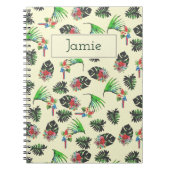 熱帯オウム葉とのパーソナライズされた模様 ノートブック (正面)