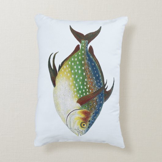 熱帯オパール魚、ヴィンテージ海洋水中競技動物 アクセントクッション (裏面(縦))