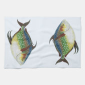 熱帯オパール魚、ヴィンテージ海洋水中競技動物 キッチンタオル (横)