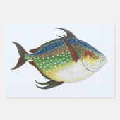 熱帯オパール魚、ヴィンテージ海洋水中競技動物 ラッピングペーパーシート (正面)