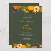 熱帯オレンジと花グリーン結婚ズ 招待状 (正面/裏面)