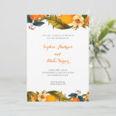 熱帯オレンジと花ホワイトズ結婚ーズ 招待状 (スタンド正面)