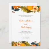 熱帯オレンジと花ホワイトズ結婚ーズ 招待状 (正面/裏面)