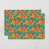 熱帯オレンジと黄色のフローラ結婚ズ 出欠カード (正面/裏面)