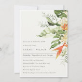 熱帯オレンジグリーンリーフ植物学の朝の後 招待状 (正面)