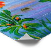 熱帯オレンジハイビスカスフラワーカエルの作成 ポスター (角)