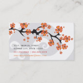 熱帯オレンジハイビスカスフラワー融合グレーの渦巻き 名刺 (裏面)