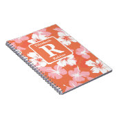 熱帯オレンジハイビスカスモノグラムパーソナライズされた ノートブック (右側)