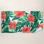 熱帯オレンジハイビスカス ビーチタオル (正面)