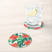 熱帯オレンジハイビスカス ラウンドペーパーコースター (インサイチュ)