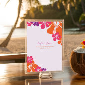 熱帯オレンジピンクパープルハイビスカス結婚ズ テーブルナンバー