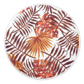 熱帯オレンジブラウンパ葉ーム水彩画 セラミックノブ (正面)