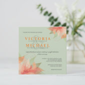 熱帯オレンジ及び賢明なリネン結婚式招待状 招待状 (スタンド正面)