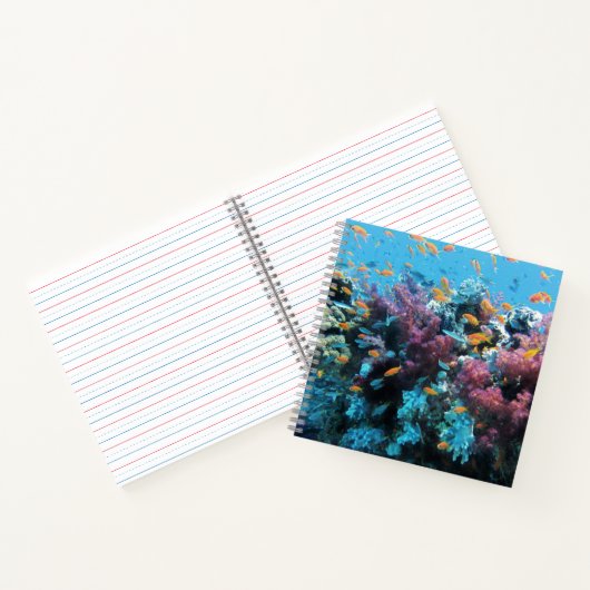 熱帯オレンジ色の魚とピンク色のサンゴ ノートブック (内部)