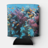 熱帯オレンジ色の魚とピンク色のサンゴ 缶クーラー (裏面)
