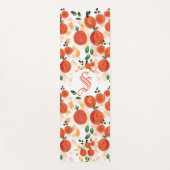 熱帯オレンジ葉とのモノグラムの模様 ヨガマット (正面)