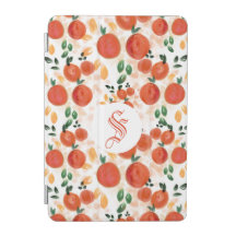 熱帯オレンジ葉とのモノグラムの模様