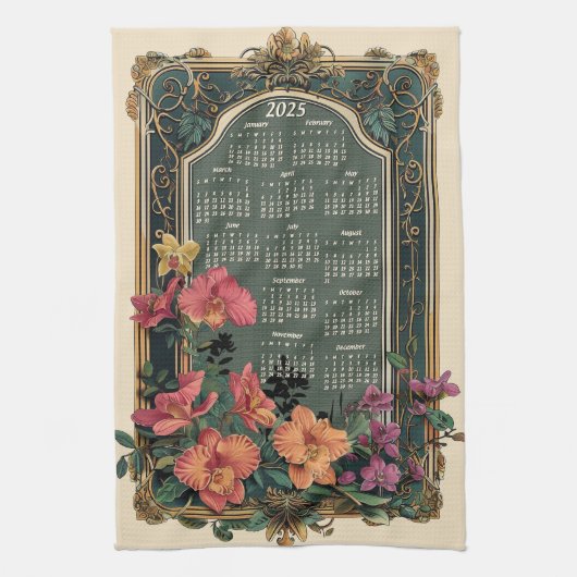 熱帯オーキッド2025ギフトカレンダー キッチンタオル (縦)