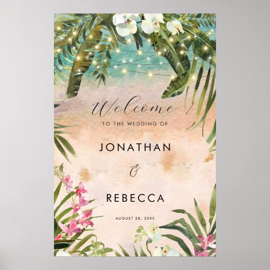熱帯オーキッ結婚トの歓迎看板ポスター ポスター (正面)