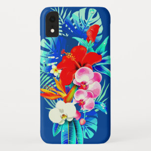 熱帯オーキッ葉プハワイアンフローラブルー iPhone XRケース