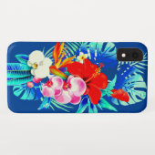 熱帯オーキッ葉プハワイアンフローラブルー Case-Mate iPhoneケース (裏面(横))