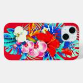 熱帯オーキッ葉プハワイアンフローラ赤 Case-Mate iPhoneケース (裏面 (横))