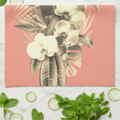 熱帯オーキッ葉プヤシハワイアンフローラ キッチンタオル (折り畳み)