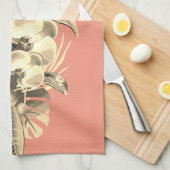 熱帯オーキッ葉プヤシハワイアンフローラ キッチンタオル (四つ折り)