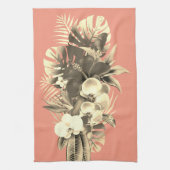 熱帯オーキッ葉プヤシハワイアンフローラ キッチンタオル (縦)