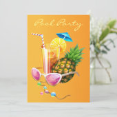 熱帯カクテルのプールを囲んでのパーティ 招待状 (スタンド正面)